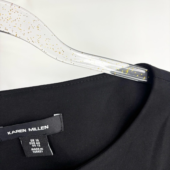 Karen Millen Black Dress Sheath Long Sleeve Size 12 - Picture 5 of 10